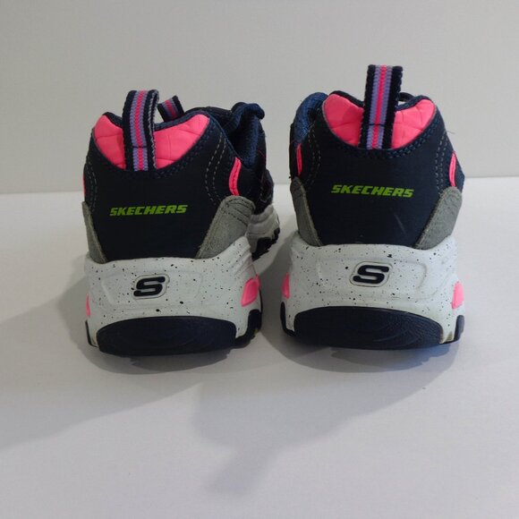 Skechers D'Lites Womens Leather Sneakers Navy Blue Pink Chunky Bold Views Size 8 - Picture 6 of 8